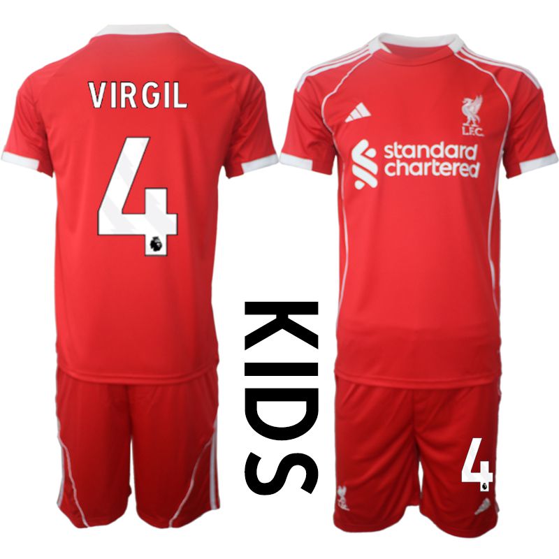 Youth 2025-2026 Season Club Liverpool home red 4 Soccer Jersey
